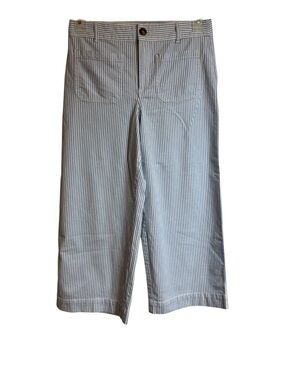 ANN TAYLOR LOFT Blue/White Striped *THE PALMER WIDE LEG* PANTS   6PETITE     #10